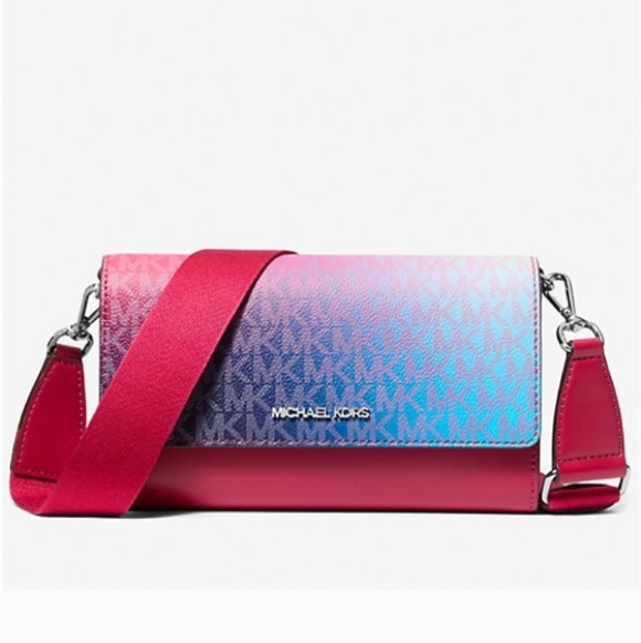 3pc Michael Kors Jet Set Large Ombré Signature Logo Crossbody & Wallet Bundle - Picture 3 of 16